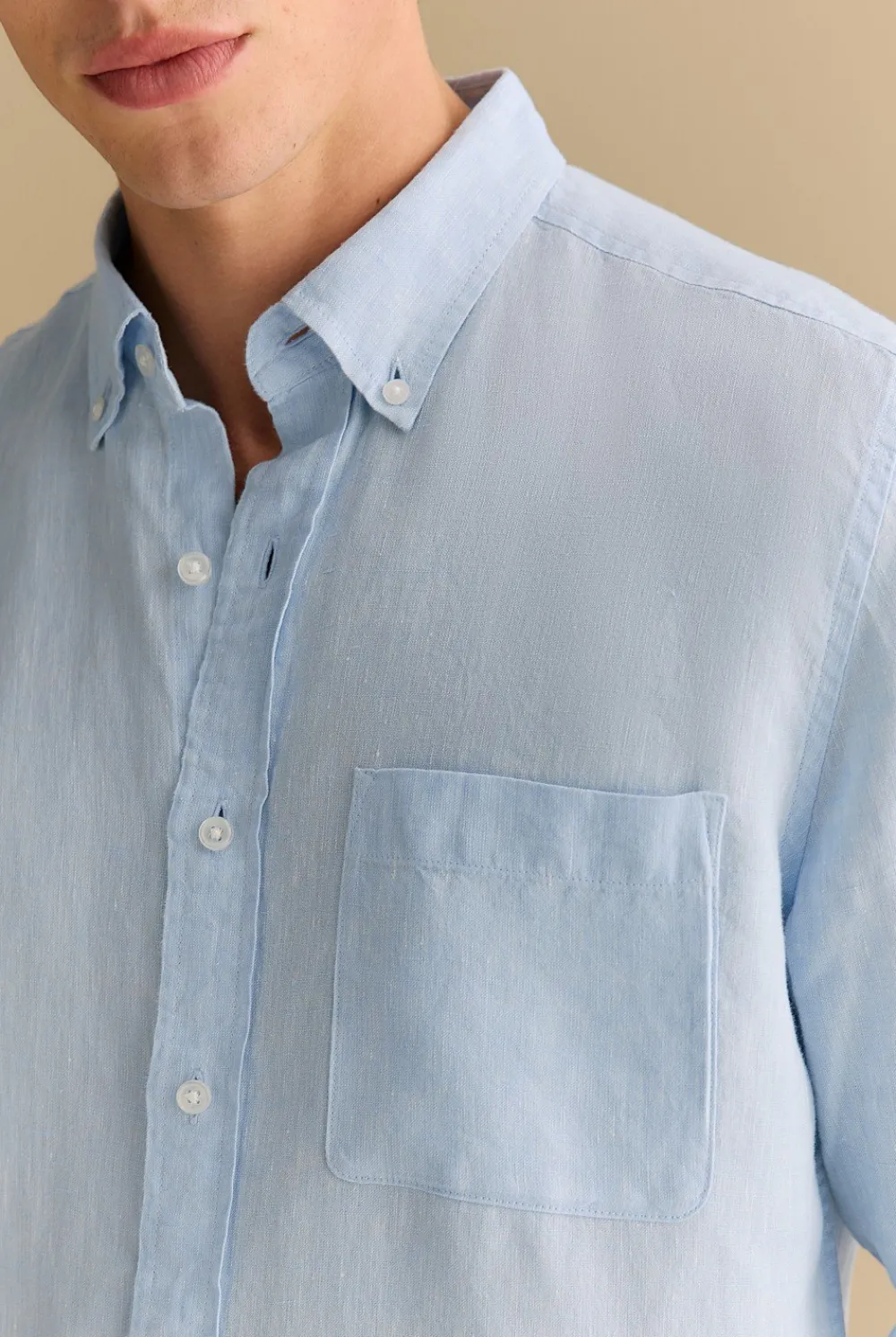 Linen Shirts|The Linen Edit>Trenery Regular Fit Delave Linen Long Sleeve Shirt FreshBlue