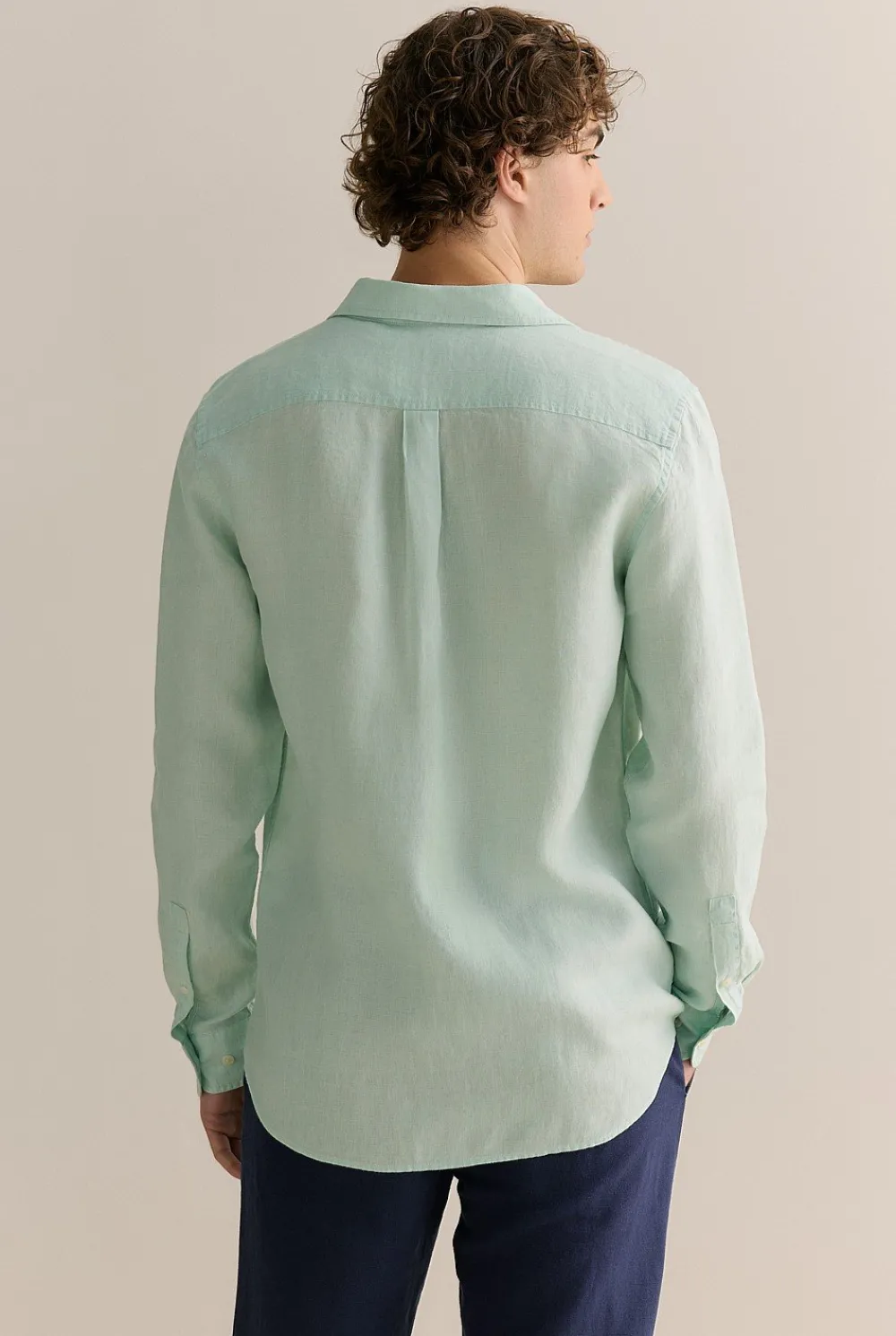 Linen Shirts|The Linen Edit>Trenery Regular Fit Delave Linen Long Sleeve Shirt SoftGreen