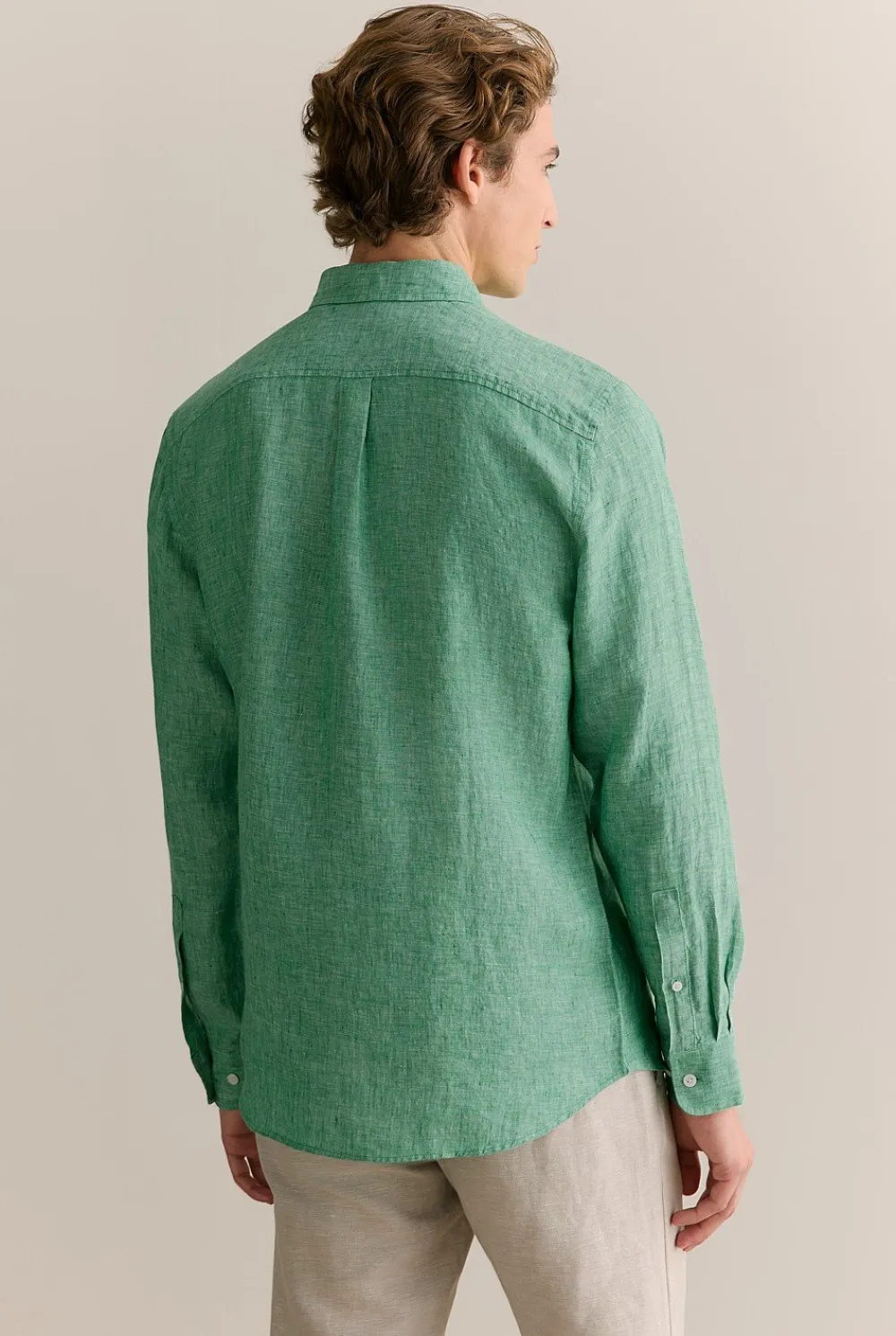 Linen Shirts|The Linen Edit>Trenery Regular Fit Delave Linen End on End Shirt BilliardGreen