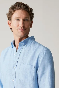 Shirts|Linen Shirts>Trenery Regular Fit Delave Linen Shirt FreshBlue