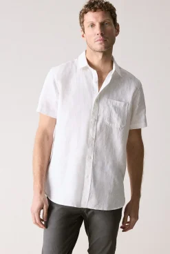 Shirts>Trenery Regular Fit Linen Short Sleeve Shirt White