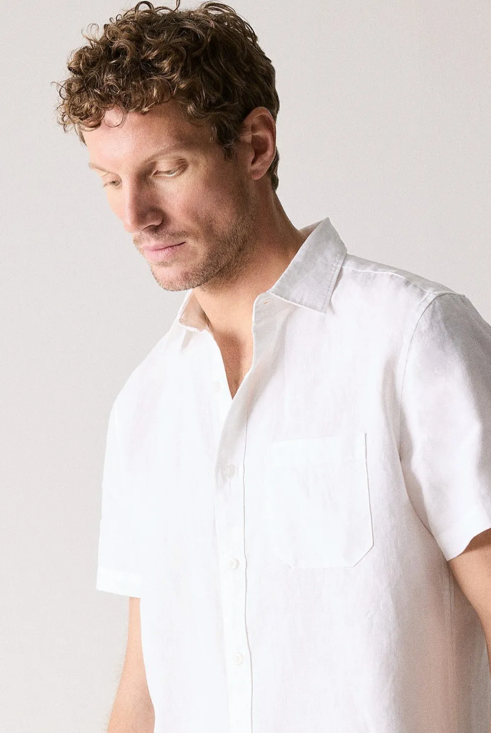 Shirts>Trenery Regular Fit Linen Short Sleeve Shirt White