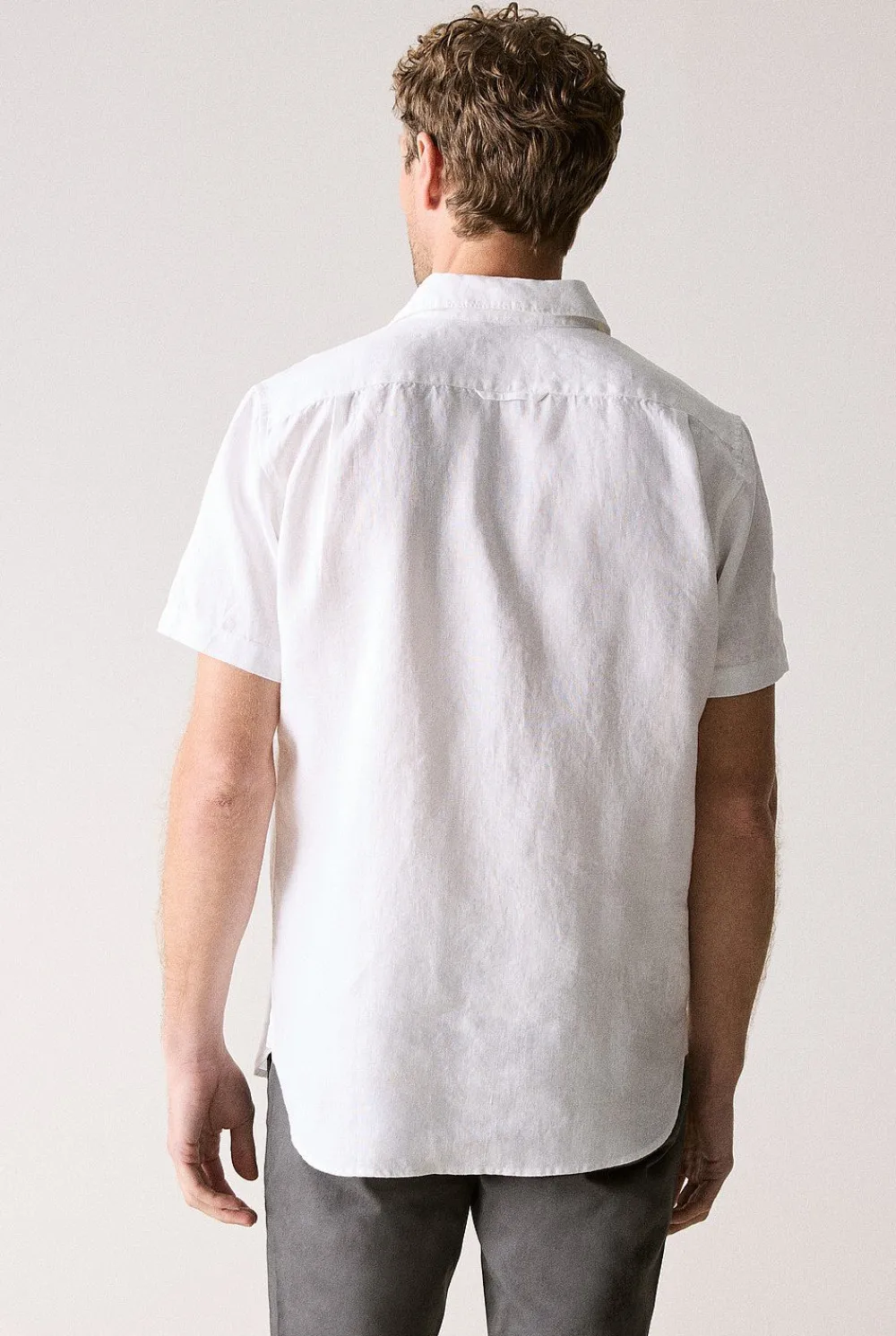 Shirts>Trenery Regular Fit Linen Short Sleeve Shirt White