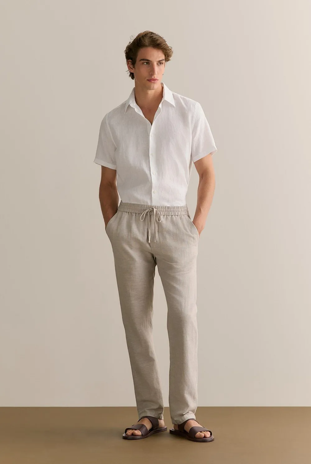 Shirts|The Linen Edit>Trenery Regular Fit Linen Short Sleeve Shirt White
