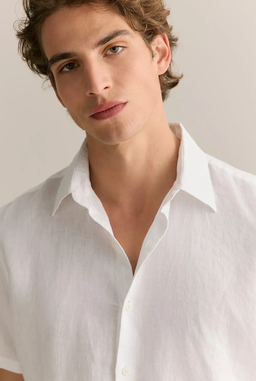 Shirts|The Linen Edit>Trenery Regular Fit Linen Short Sleeve Shirt White