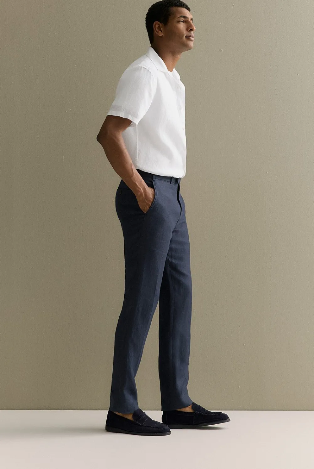Shirts|The Linen Edit>Trenery Regular Fit Linen Short Sleeve Shirt White