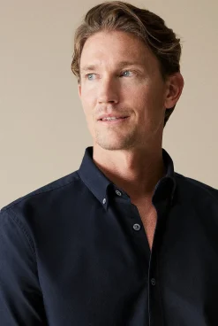 Shirts|Oxford Shirts>Trenery Regular Fit Organically Grown Cotton Oxford Shirt Navy