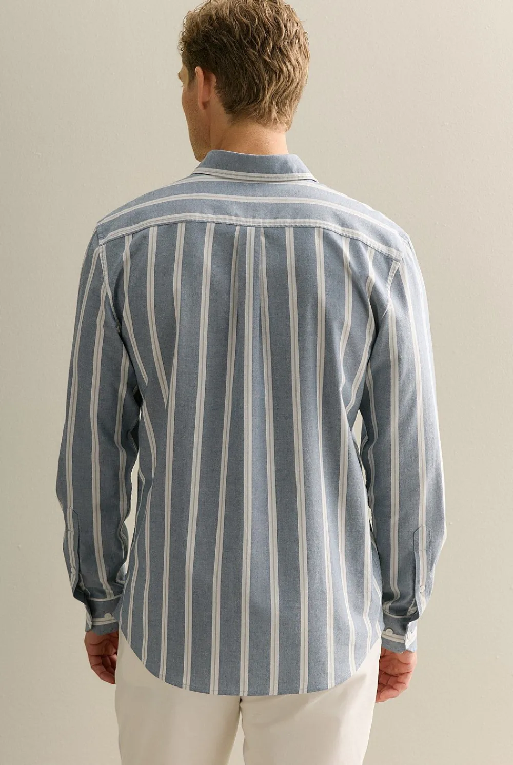 Shirts>Trenery Regular Fit Stripe Monogram Oxford Shirt PetrolBlue