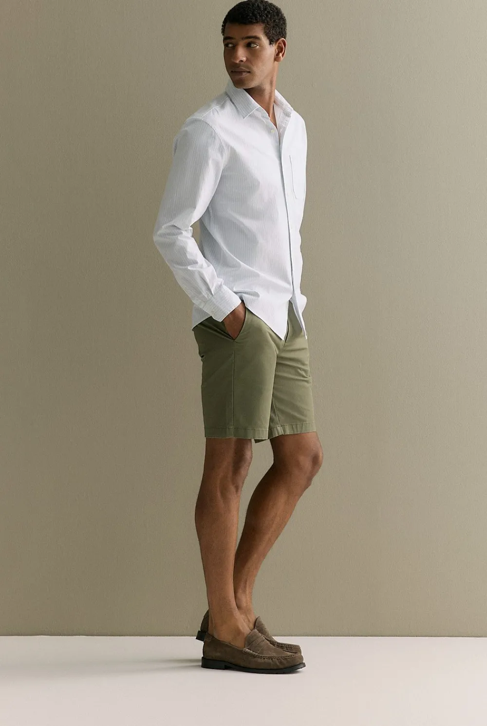 Shirts>Trenery Regular Fit Twin Stripe Monogram Oxford Shirt PaleSeafoam