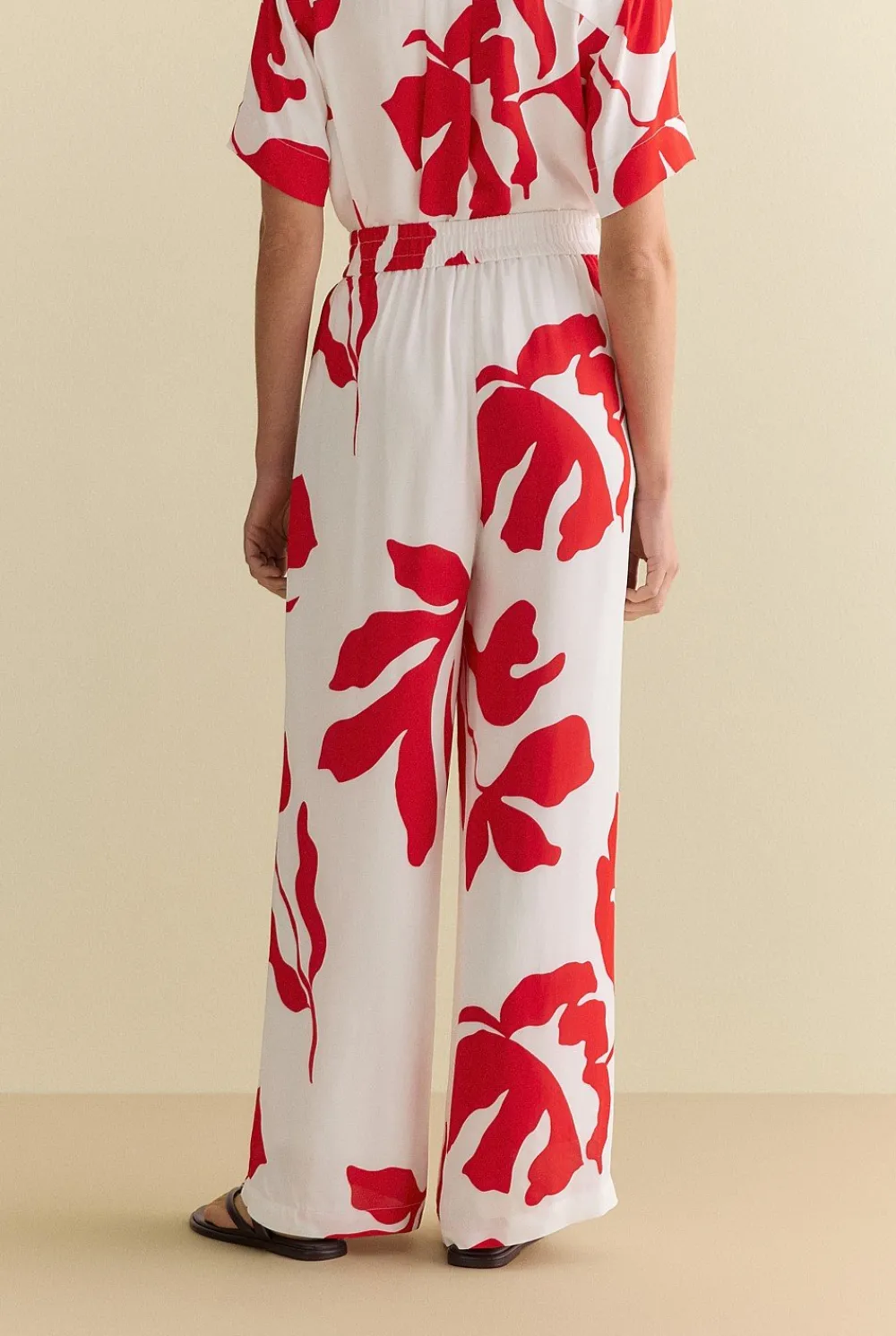 Pants|Co-ord Sets>Trenery Shadow Palm Draped Pull On Pant Ivory