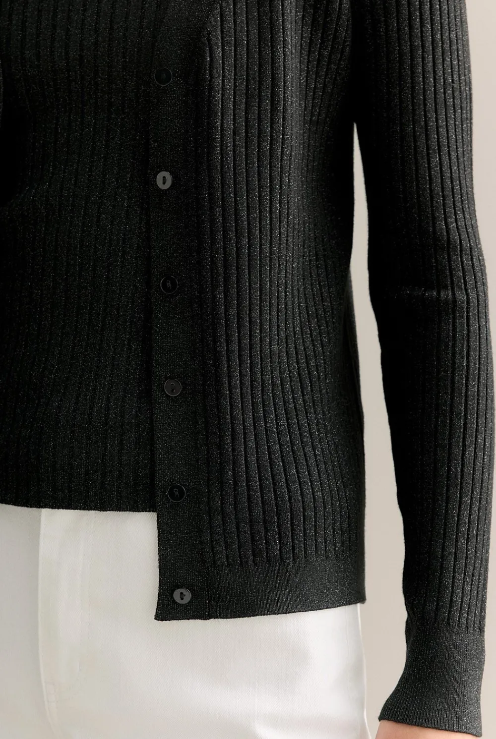 Cardigans>Trenery Shimmer Knit V Neck Cardigan Black