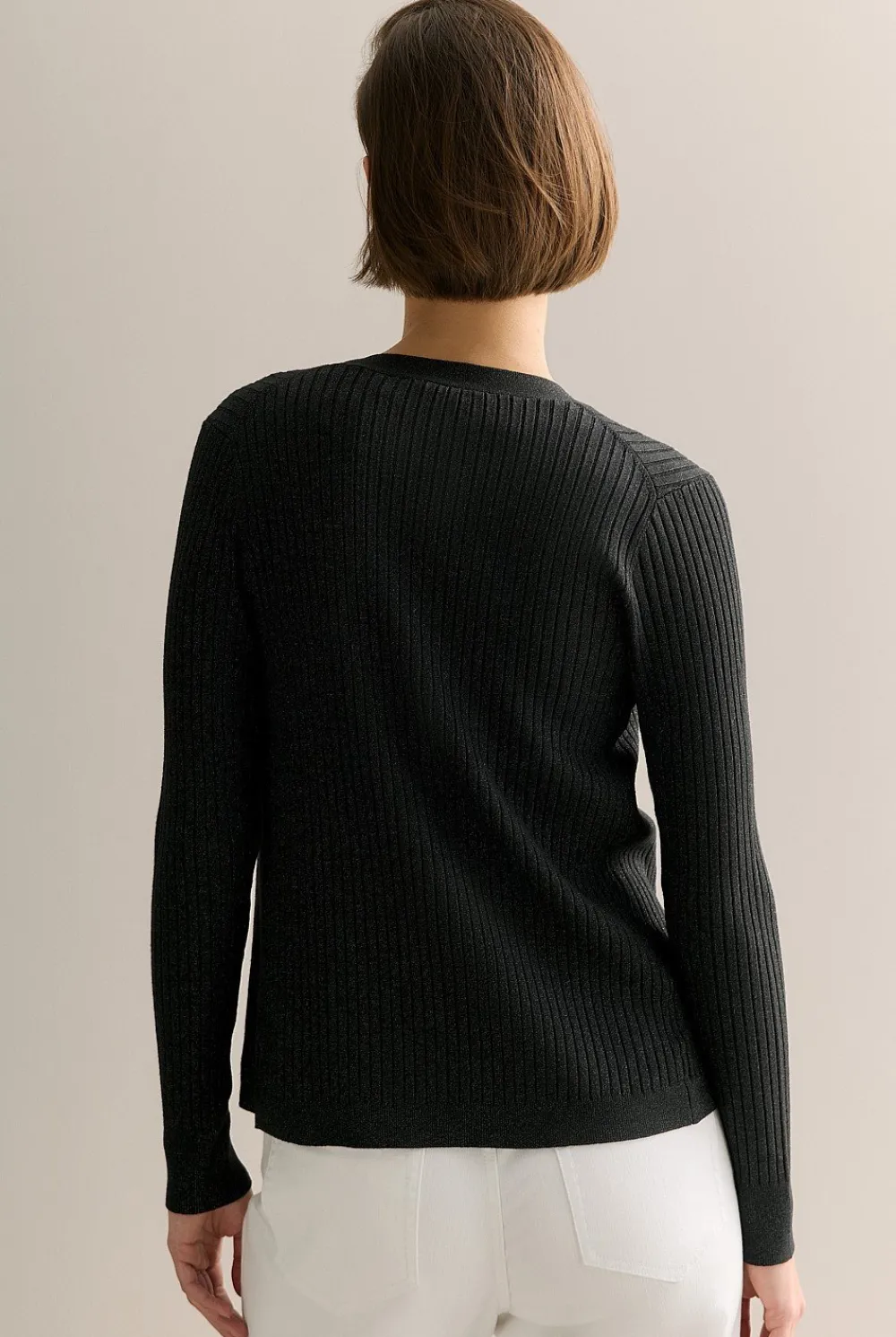 Cardigans>Trenery Shimmer Knit V Neck Cardigan Black