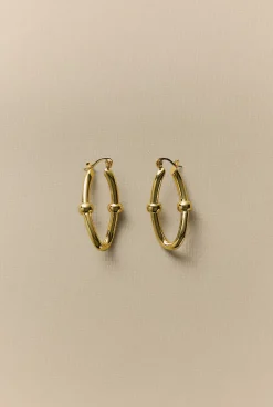 Jewellery|Occasion Dresses & Outfits>Trenery Signature Link Huggie Earrings Gold