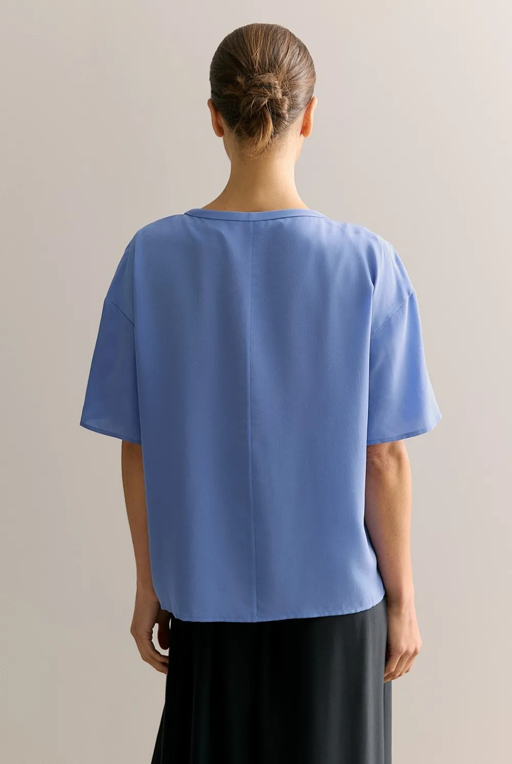 Shirts|T-shirts & Tops>Trenery Silk Crepe Relaxed Top WedgewoodBlue