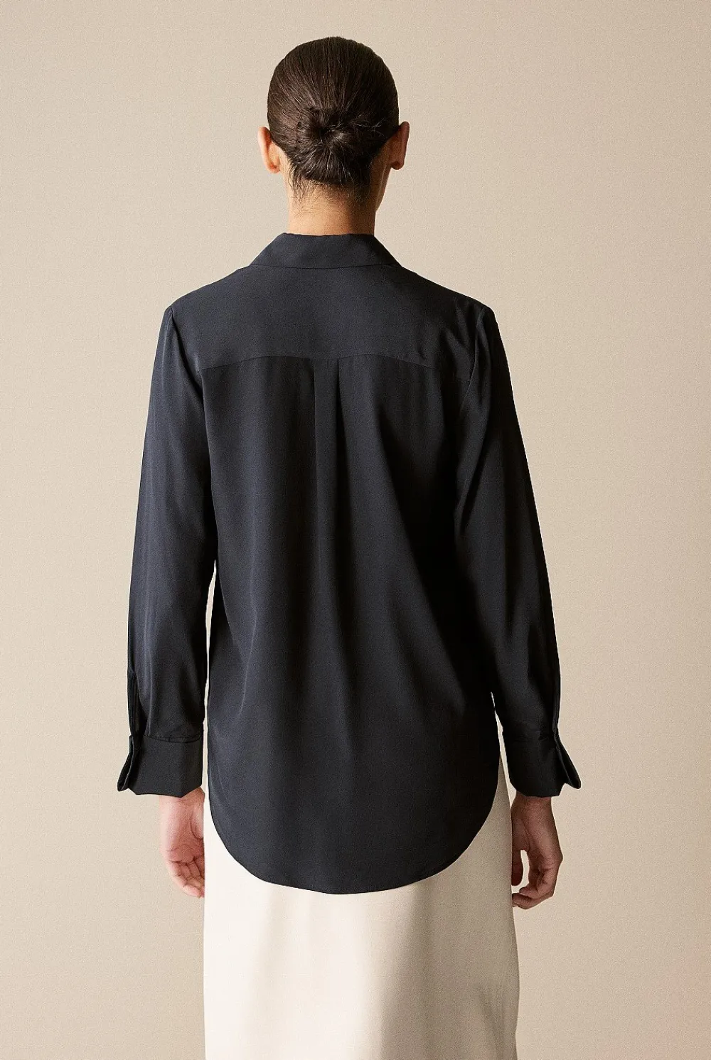 Shirts>Trenery Silk Double Cuff Detail Shirt Black