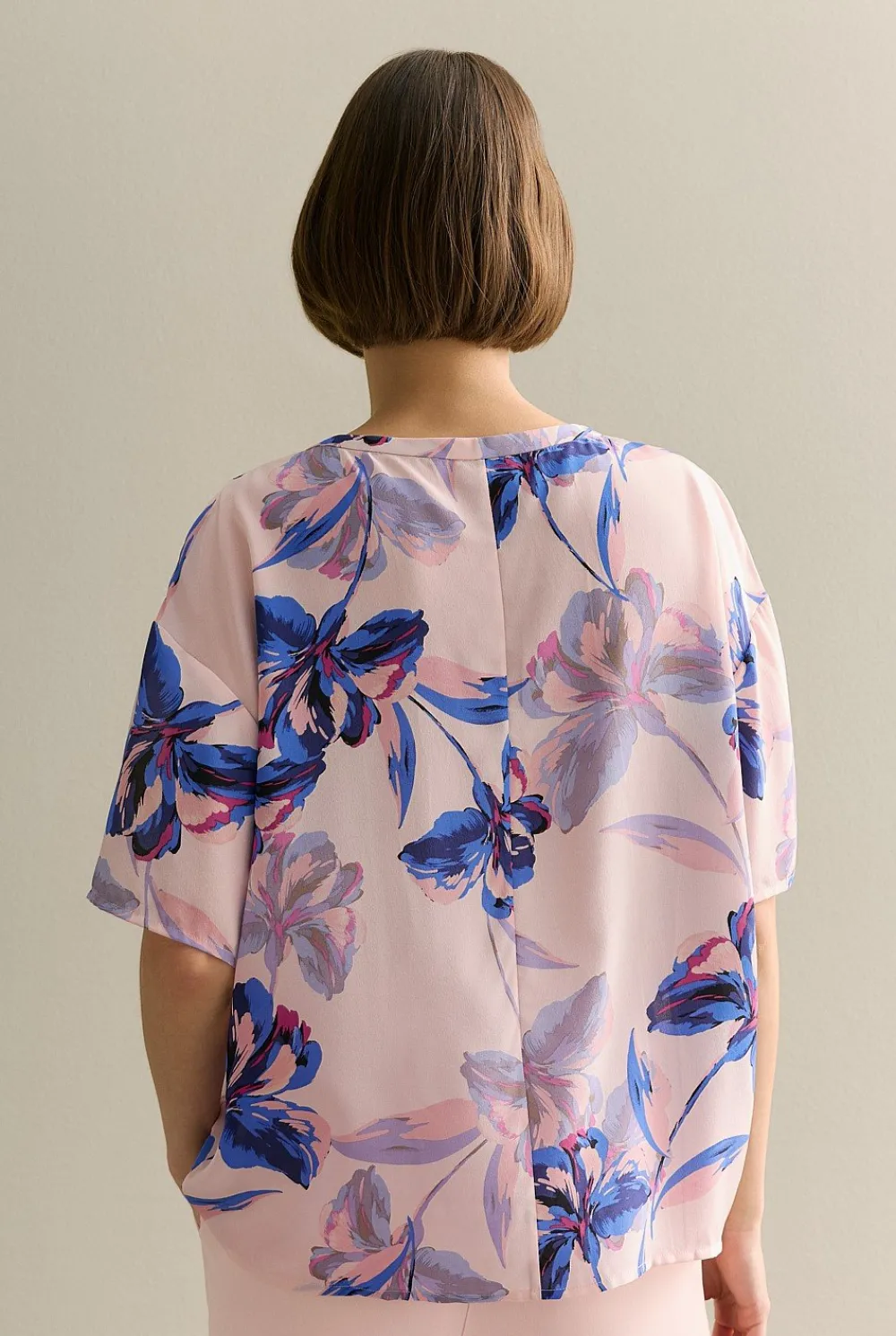 Shirts|T-shirts & Tops>Trenery Silk Floral Relaxed T-shirt PinkSalt