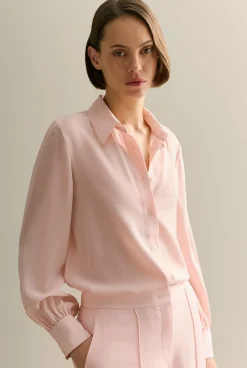 Shirts>Trenery Silk Gather Detail Shirt PinkSalt