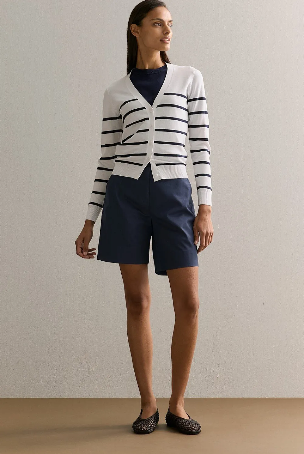 T-shirts & Tops|Knitwear>Trenery Silk Linen Luxury Blend T-shirt Navy