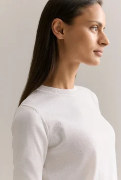 T-shirts & Tops|Knitwear>Trenery Silk Linen Luxury Blend T-shirt Parchment