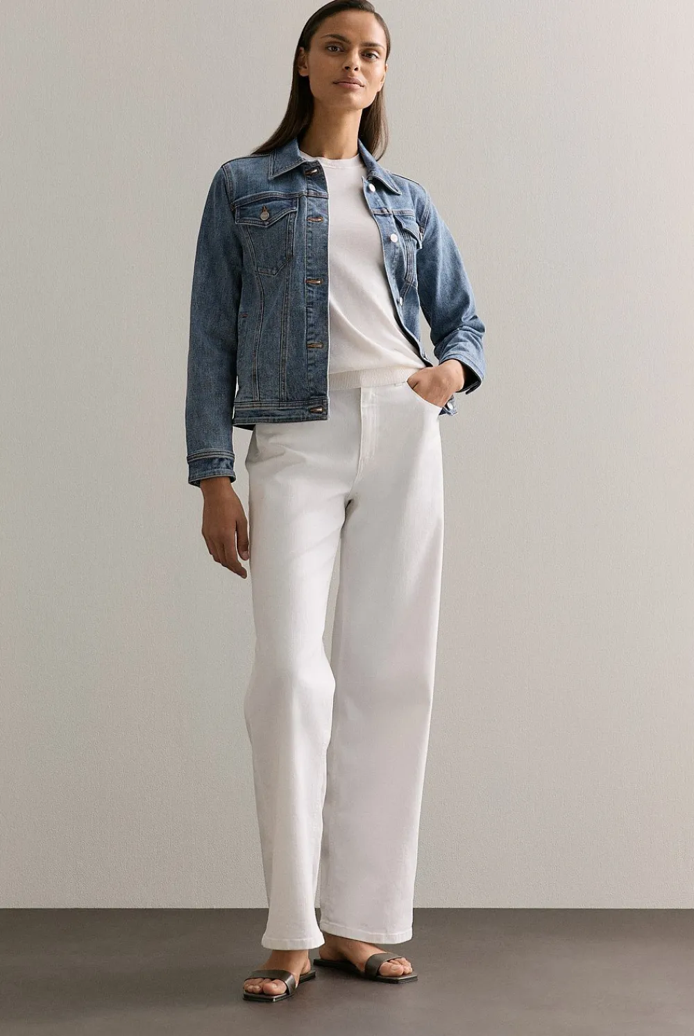 T-shirts & Tops|Knitwear>Trenery Silk Linen Luxury Blend T-shirt Parchment