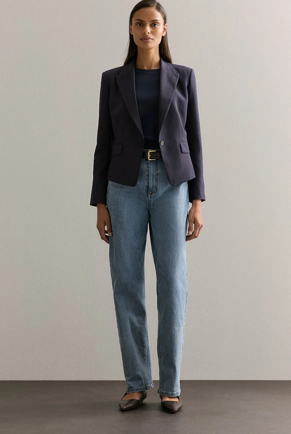 Outerwear>Trenery Single Breasted Cropped Blazer NightSky