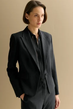 Outerwear>Trenery Single Breasted Cropped Blazer Black