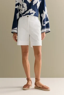 Shorts>Trenery Stretch Cotton Double Cloth Short White