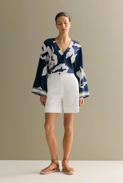 Shorts>Trenery Stretch Cotton Double Cloth Short White