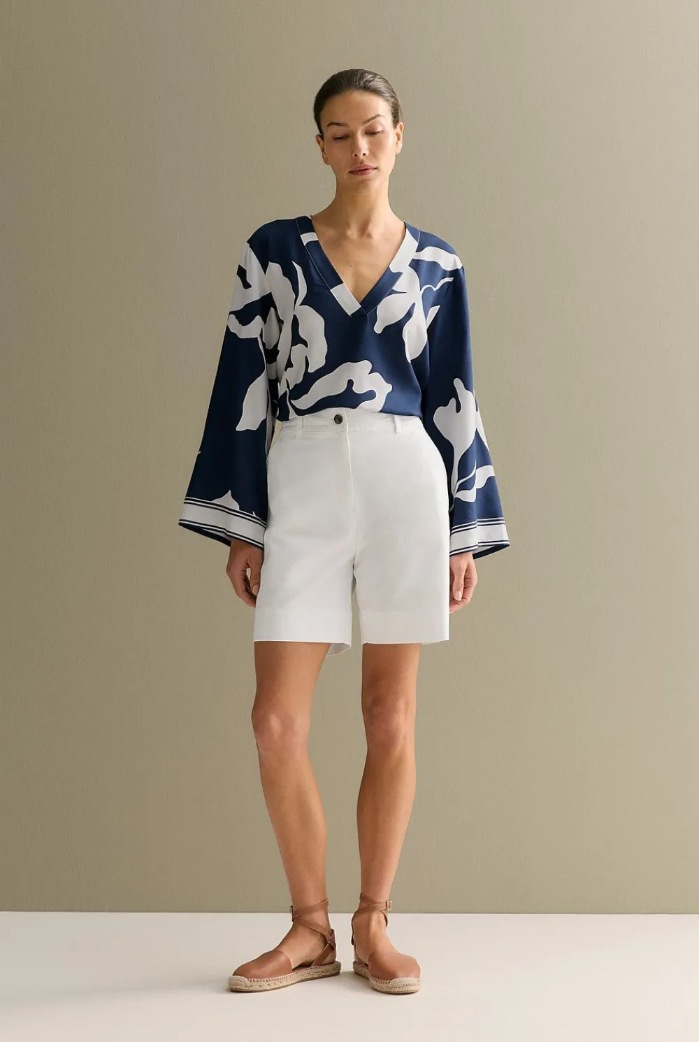 Shorts>Trenery Stretch Cotton Double Cloth Short White