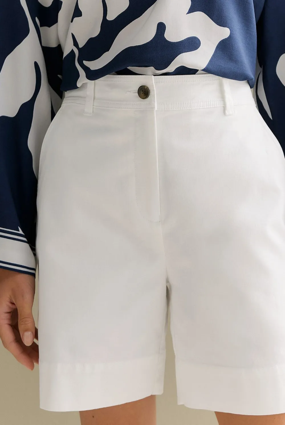 Shorts>Trenery Stretch Cotton Double Cloth Short White