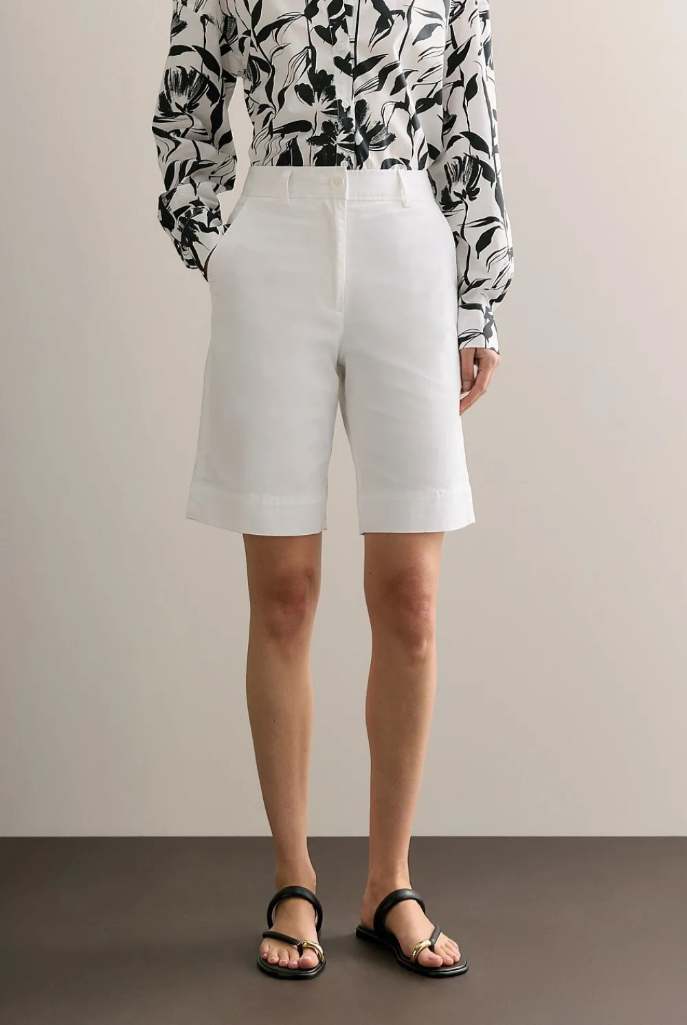 Shorts>Trenery Stretch Cotton Twill Walker Short White