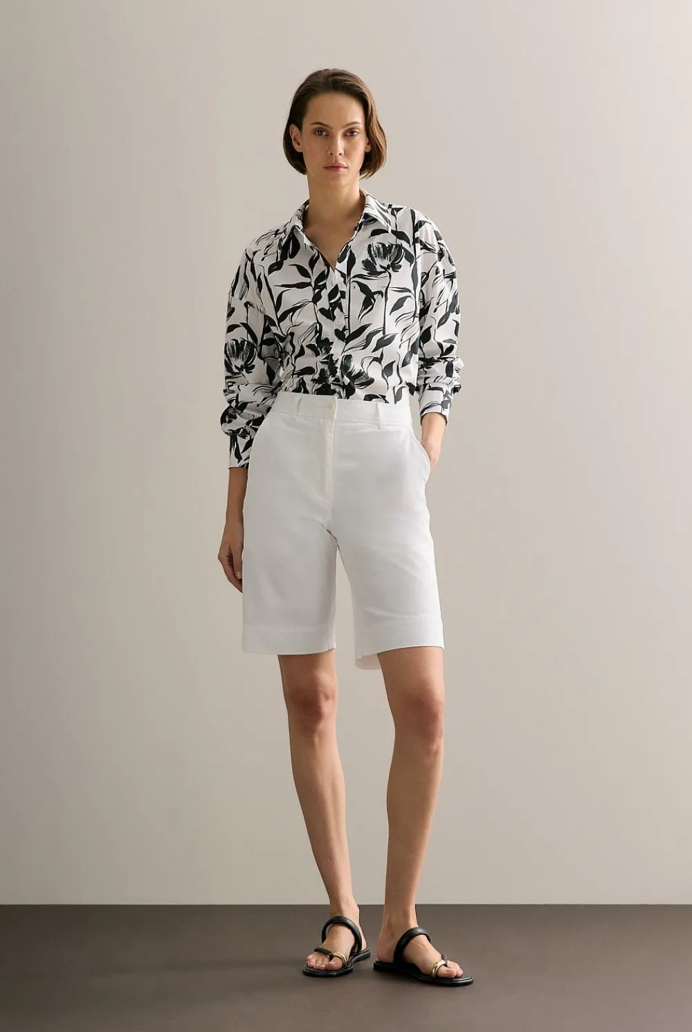 Shorts>Trenery Stretch Cotton Twill Walker Short White