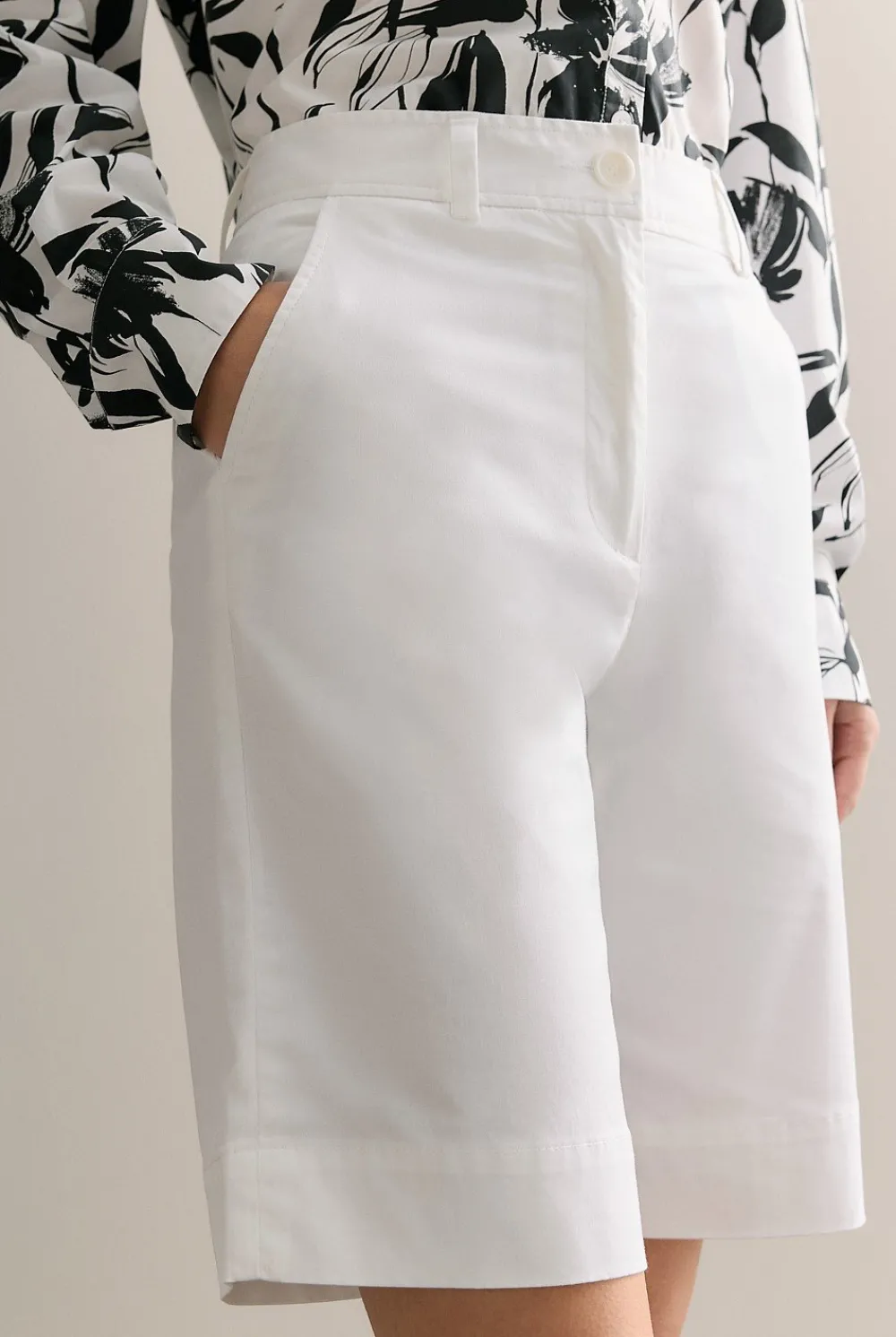 Shorts>Trenery Stretch Cotton Twill Walker Short White