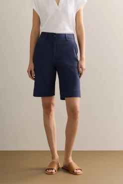 Shorts>Trenery Stretch Cotton Twill Walker Short Navy