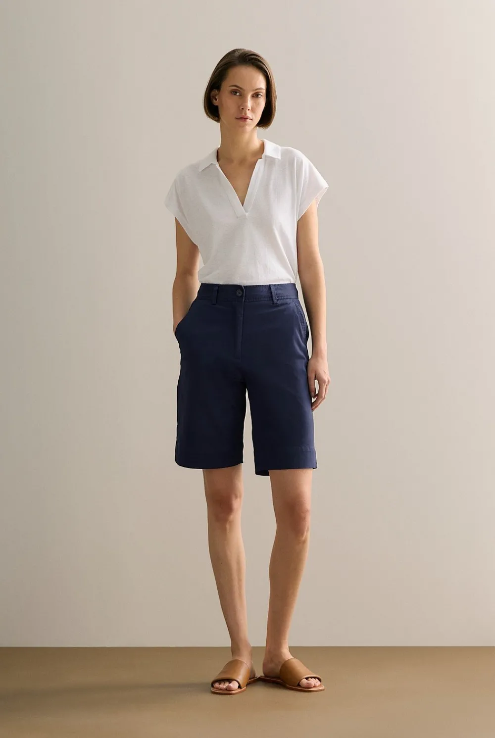 Shorts>Trenery Stretch Cotton Twill Walker Short Navy