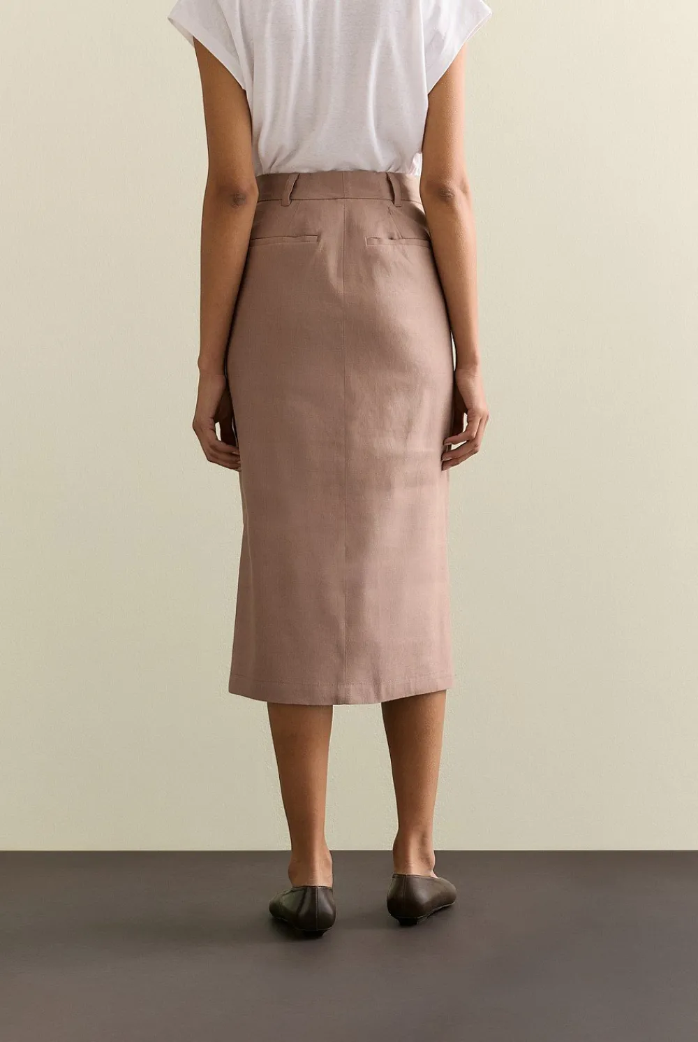 Skirts>Trenery Stretch Linen Blend Pencil Skirt Hazel