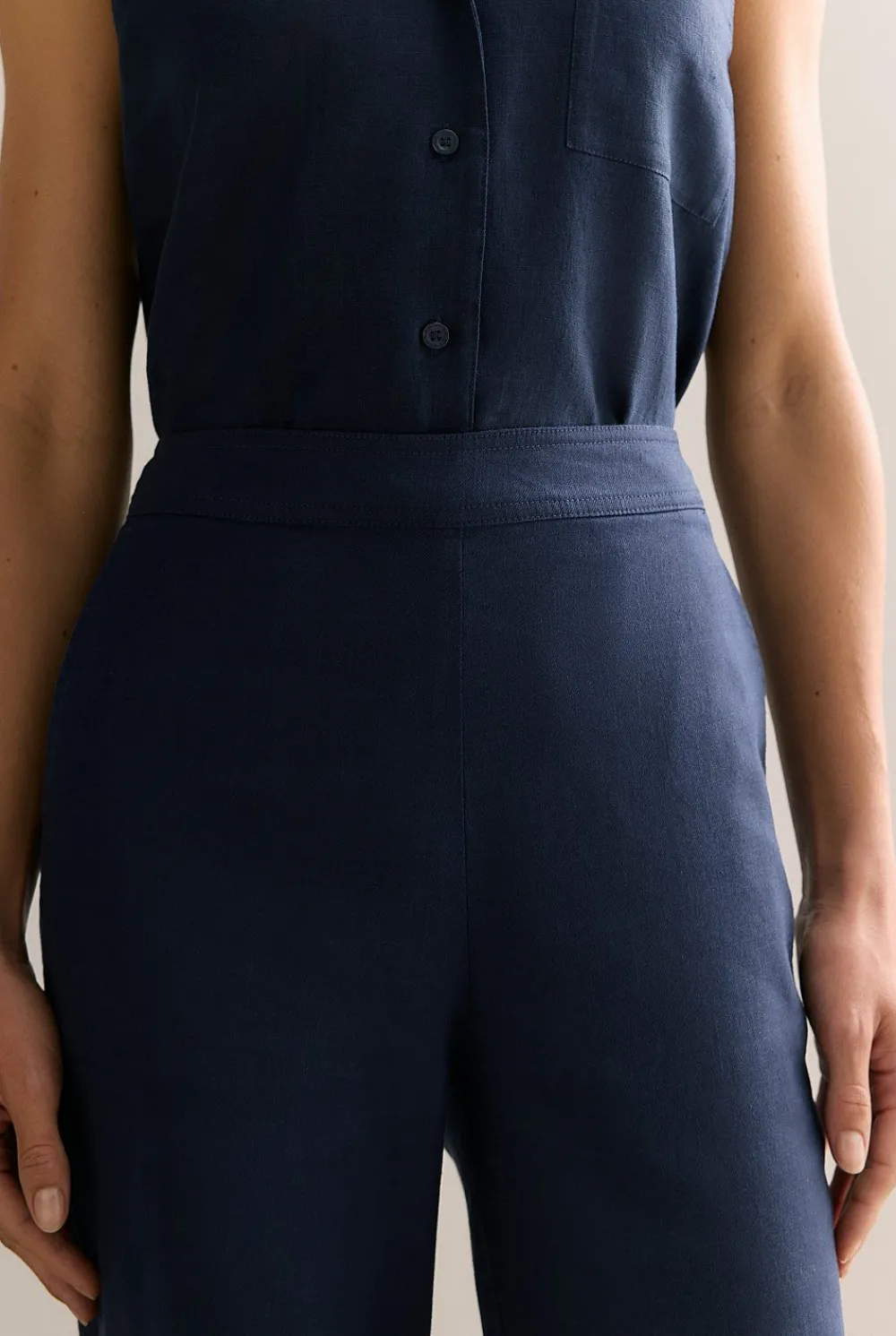 Pants|The Linen Edit>Trenery Stretch Linen Blend Pull On Pant NightSky