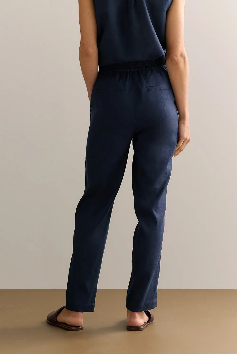 Pants|The Linen Edit>Trenery Stretch Linen Blend Pull On Pant NightSky