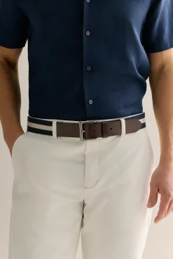 Belts>Trenery Striped Webbing Belt Navy