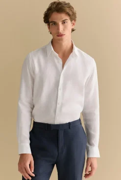 Shorts|Linen Shirts>Trenery Tailored Fit Classic Linen Shirt White