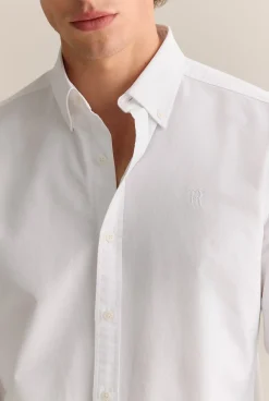 Shirts|Oxford Shirts>Trenery Tailored Fit Cotton Monogram Oxford Shirt White