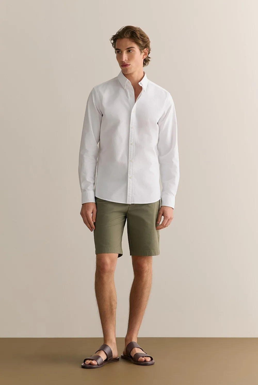 Shirts|Oxford Shirts>Trenery Tailored Fit Cotton Monogram Oxford Shirt White