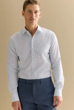 Shirts>Trenery Tailored Fit Cotton Poplin Micro Spot Shirt White