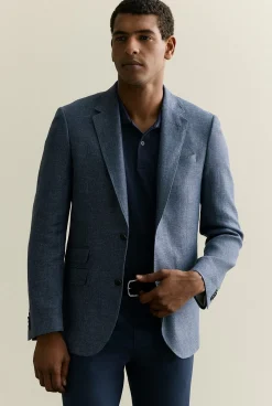 Outerwear|Suits & Tailoring>Trenery Tailored Fit Italian Linen Blend Blazer RoyalBlue