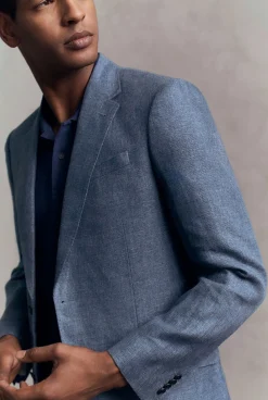 Outerwear|Suits & Tailoring>Trenery Tailored Fit Italian Linen Blend Blazer RoyalBlue