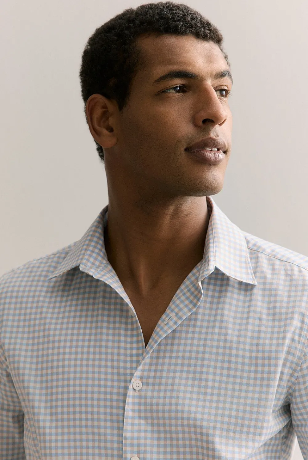 Shirts>Trenery Tailored Fit Supima Cotton Micro Check Shirt White
