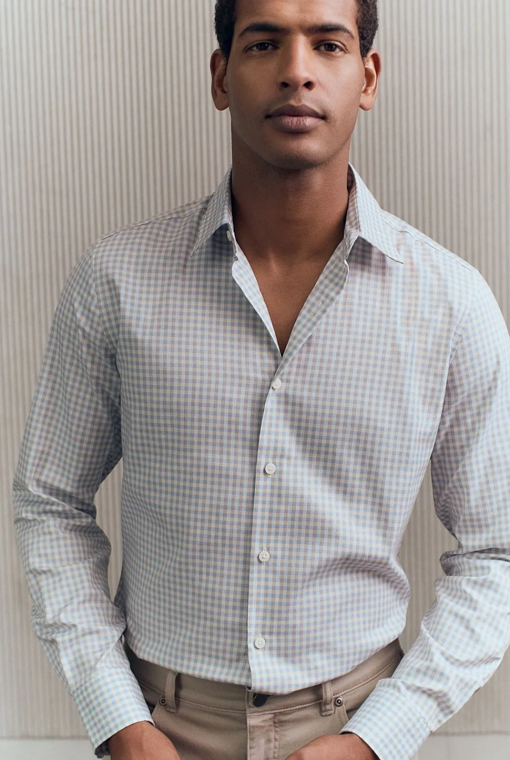 Shirts>Trenery Tailored Fit Supima Cotton Micro Check Shirt White