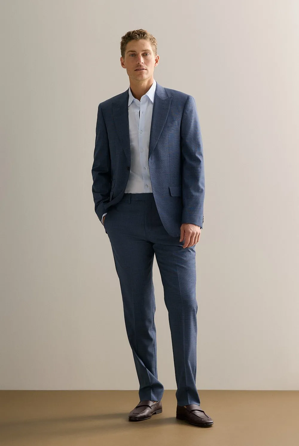 Suits & Tailoring>Trenery Tailored Fit Yarn Dyed Cotton Smart Shirt PaleBlue