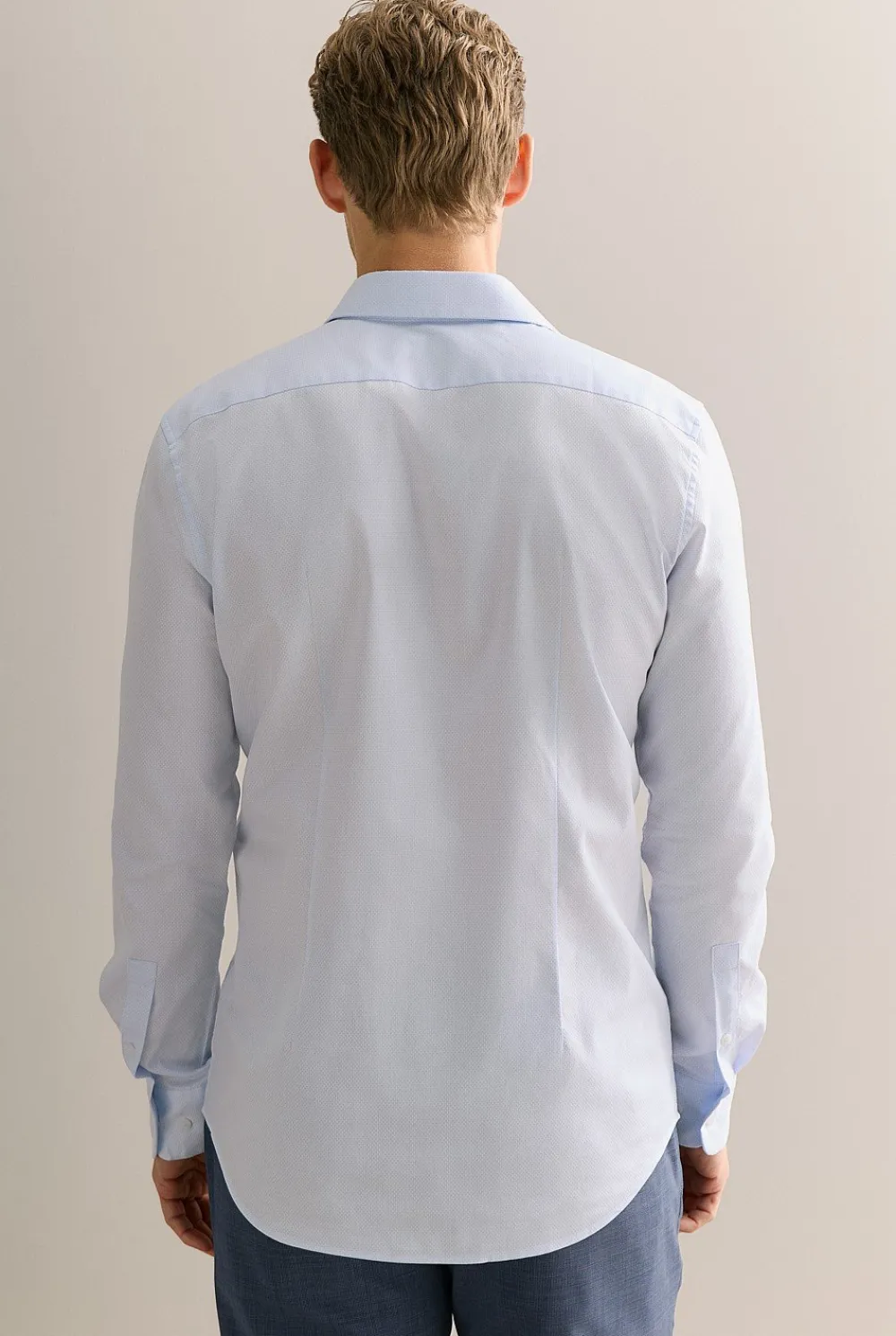 Suits & Tailoring>Trenery Tailored Fit Yarn Dyed Cotton Smart Shirt PaleBlue