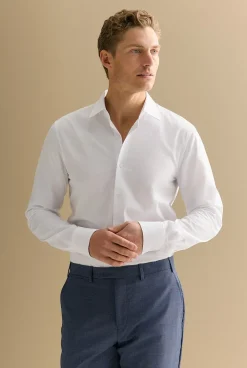 Shirts|Suits & Tailoring>Trenery Tailored Fit Yarn Dyed Cotton Smart Shirt White